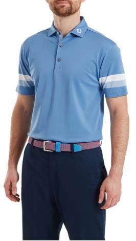 FootJoy Sleeve Stripe Pique pánské polo, coastal blue/chambray/white