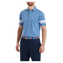 FootJoy Sleeve Stripe Pique pánské polo, coastal blue/chambray/white