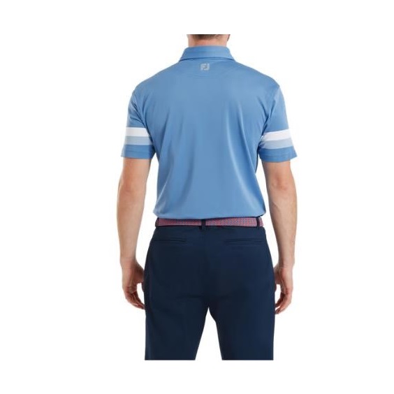 FootJoy Sleeve Stripe Pique pánské polo, coastal blue/chambray/white