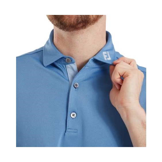 FootJoy Sleeve Stripe Pique pánské polo, coastal blue/chambray/white