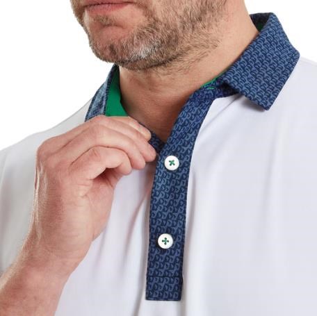 FootJoy Star Geo Trim Pique pánské polo, bílé