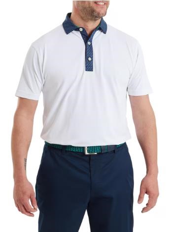 FootJoy Star Geo Trim Pique pánské polo, bílé