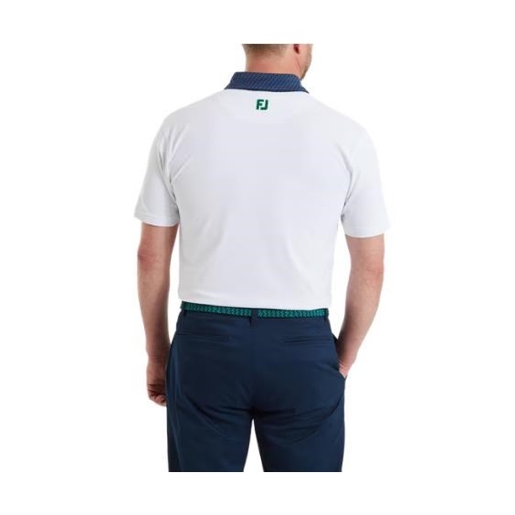 FootJoy Star Geo Trim Pique pánské polo, bílé