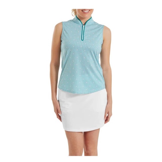 FootJoy Zip Front Tank Printed dámské polo, blue/white/peach