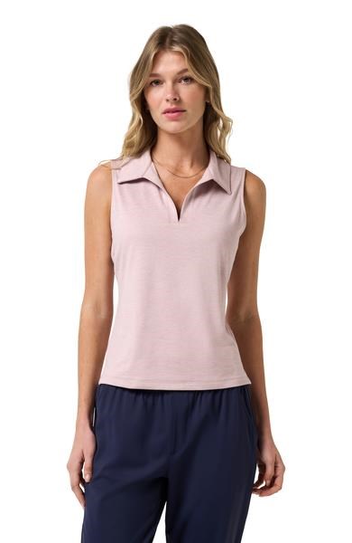 Travis Mathew Skyloft Light Sleeveless dámské polo bez rukávů, heather violet ice