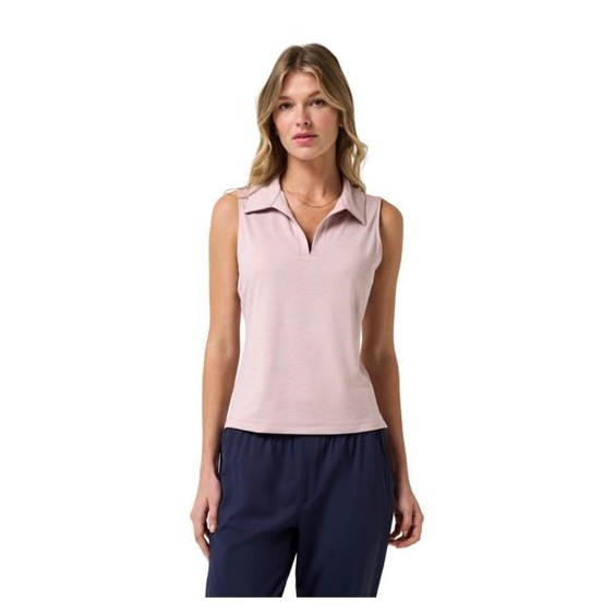 Travis Mathew Skyloft Light Sleeveless dámské polo bez rukávů, heather violet ice