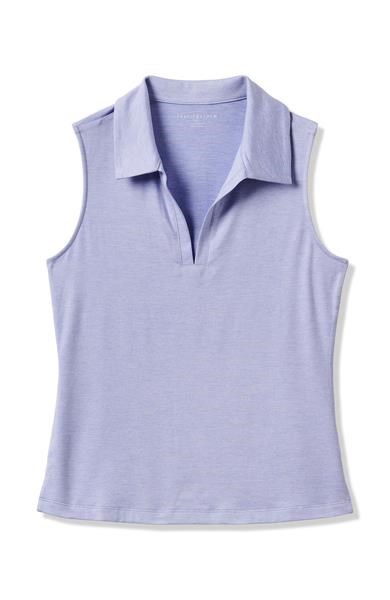 Travis Mathew Skyloft Light Sleeveless dámské polo bez rukávů, heather soft blue