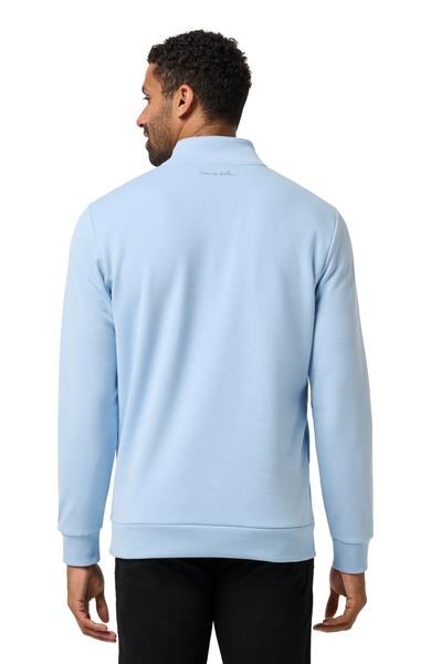 Travis Mathew CLOUD QUARTER ZIP 2.0 pánská fleecová mikina, heather powder blue