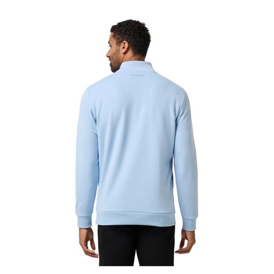 Travis Mathew CLOUD QUARTER ZIP 2.0 pánská fleecová mikina, heather powder blue