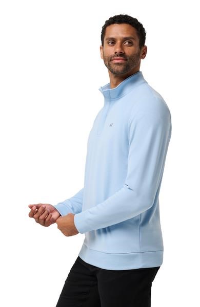 Travis Mathew CLOUD QUARTER ZIP 2.0 pánská fleecová mikina, heather powder blue