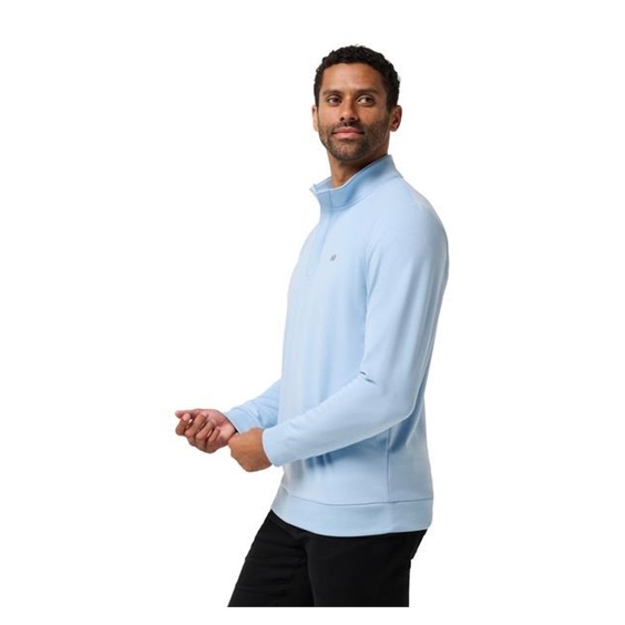 Travis Mathew CLOUD QUARTER ZIP 2.0 pánská fleecová mikina, heather powder blue