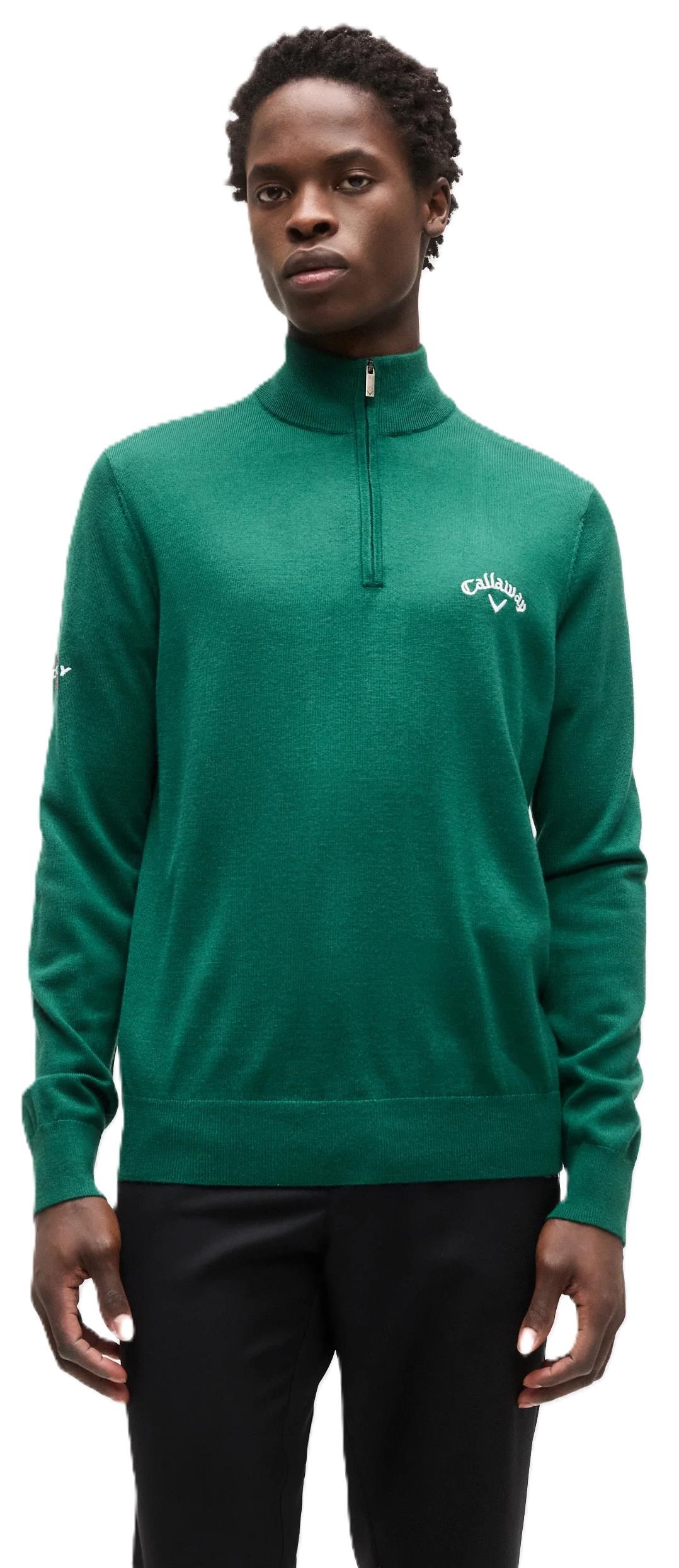 Callaway 1/4 Zip Mock pánský svetr, deep galapagos green