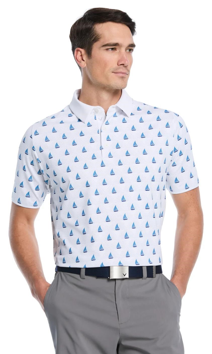 Callaway Sailboat Sunset Geo Print pánské polo, bright white