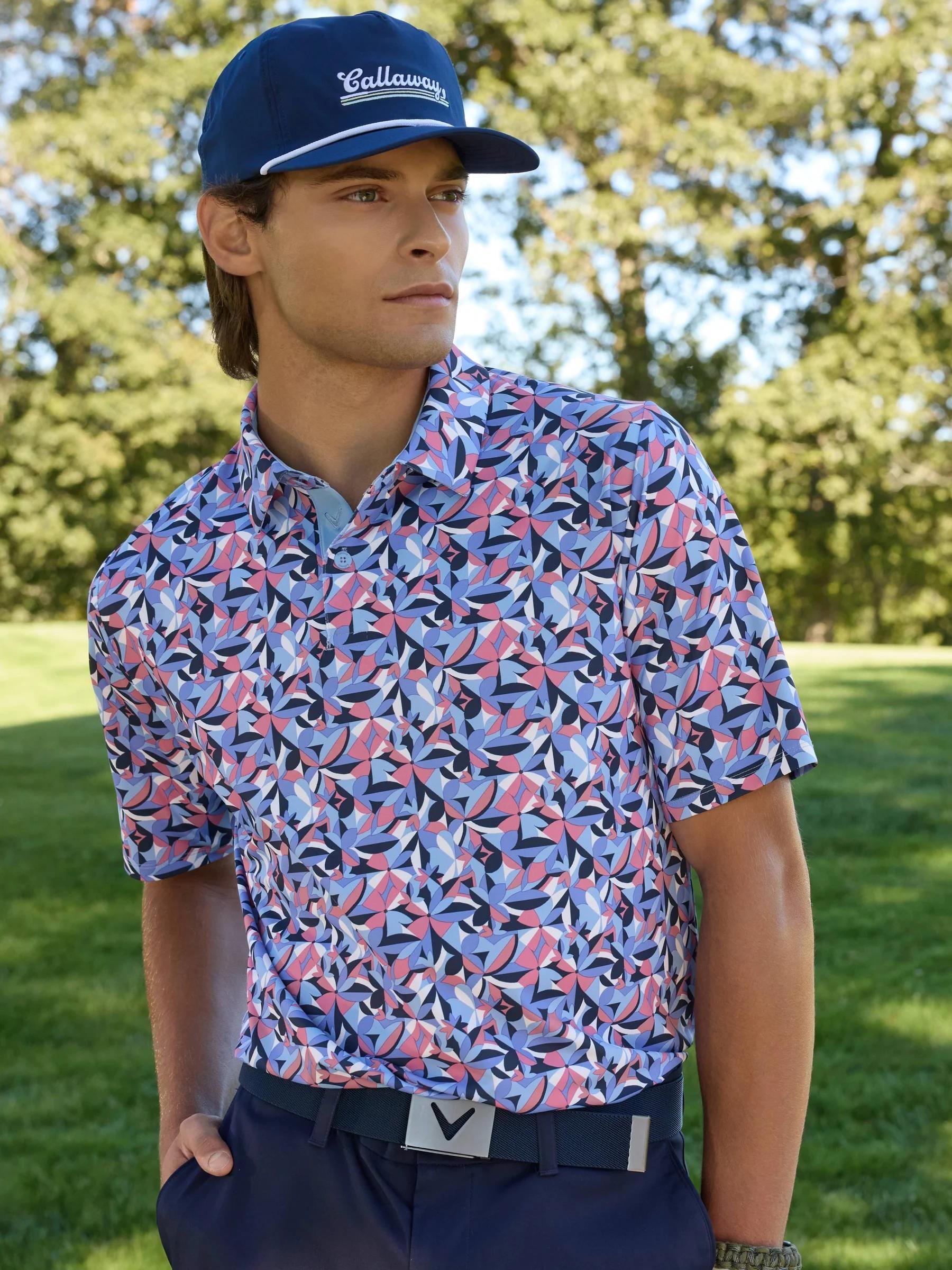 Callaway Dogwood Floral Geo pánské polo, vista blue