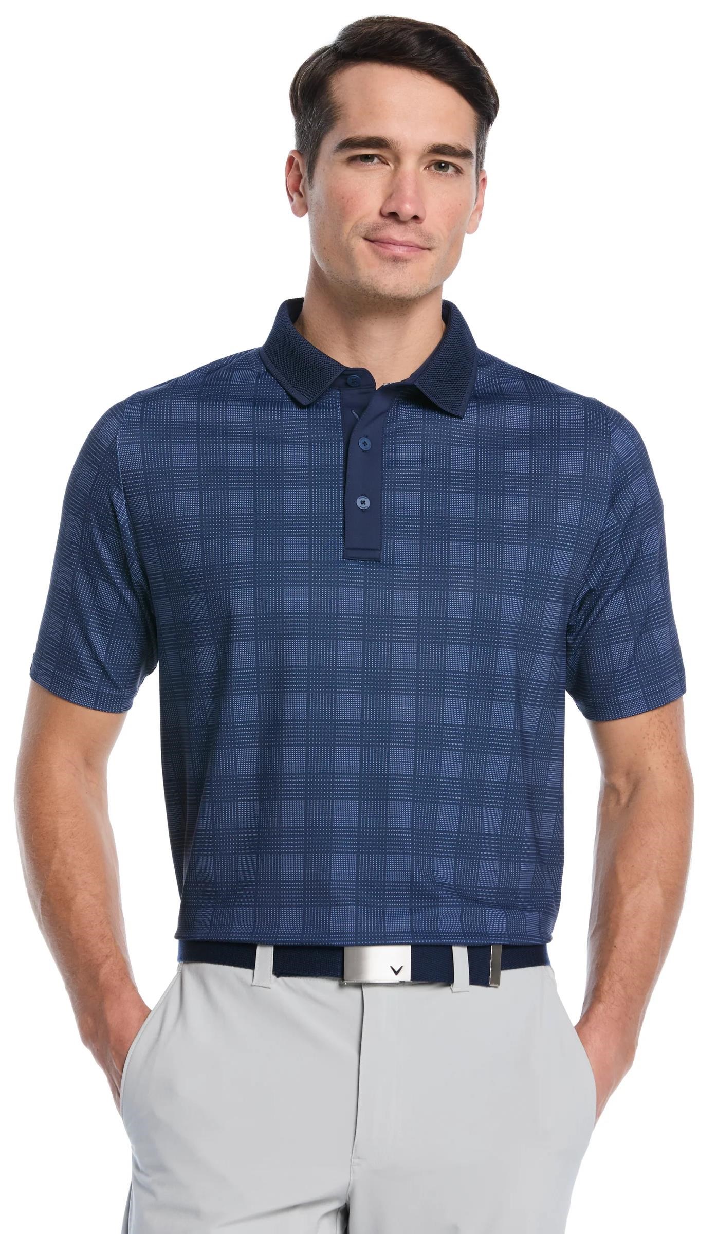 Callaway ChevPlaid Print pánské polo, tmavě modré