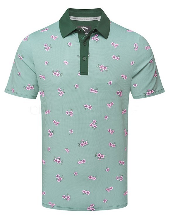Callaway Azalea Gingham Print pánské polo, galapagos green