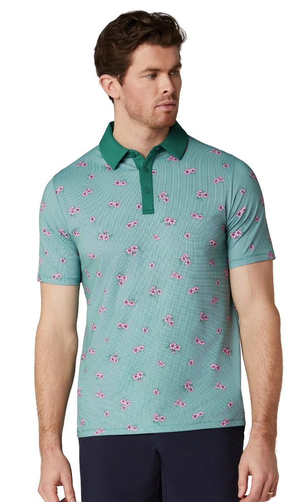 Callaway Azalea Gingham Print pánské polo, galapagos green