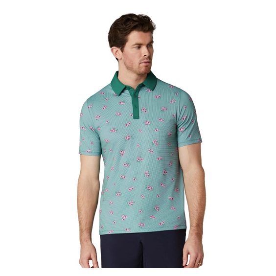 Callaway Azalea Gingham Print pánské polo, galapagos green