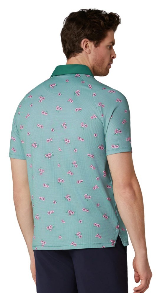 Callaway Azalea Gingham Print pánské polo, galapagos green