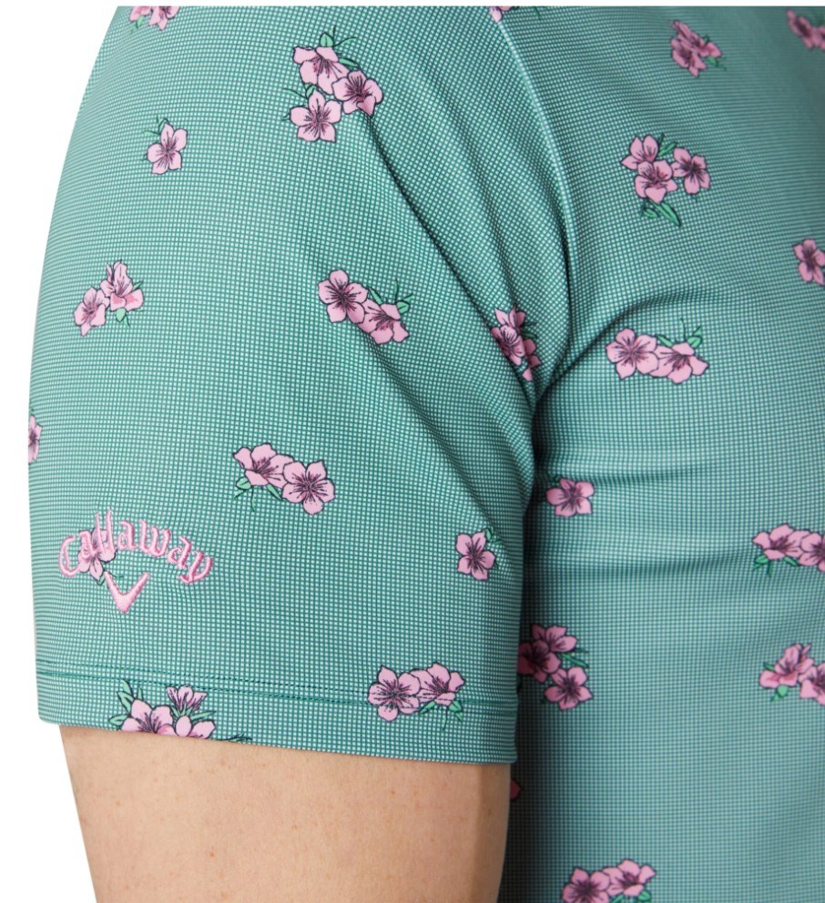 Callaway Azalea Gingham Print pánské polo, galapagos green