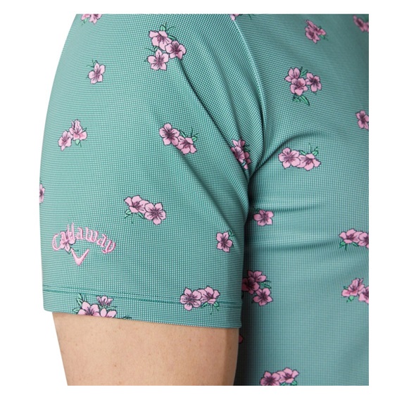 Callaway Azalea Gingham Print pánské polo, galapagos green