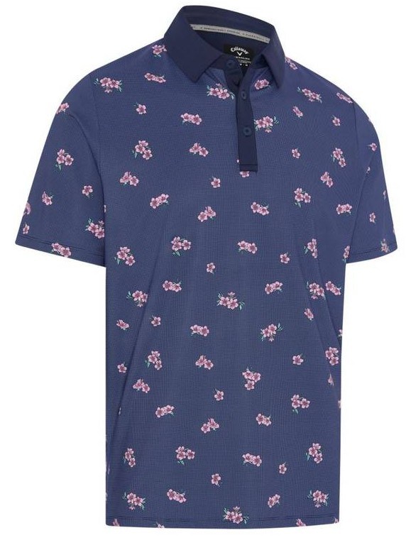 Callaway Azalea Gingham Print pánské polo, peacoat