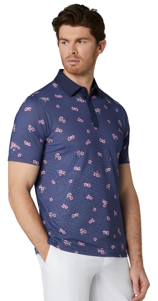 Callaway Azalea Gingham Print pánské polo, peacoat