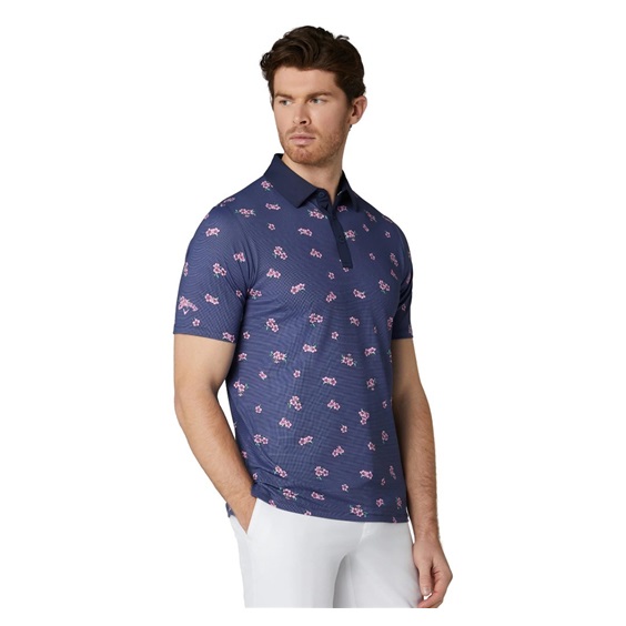 Callaway Azalea Gingham Print pánské polo, peacoat