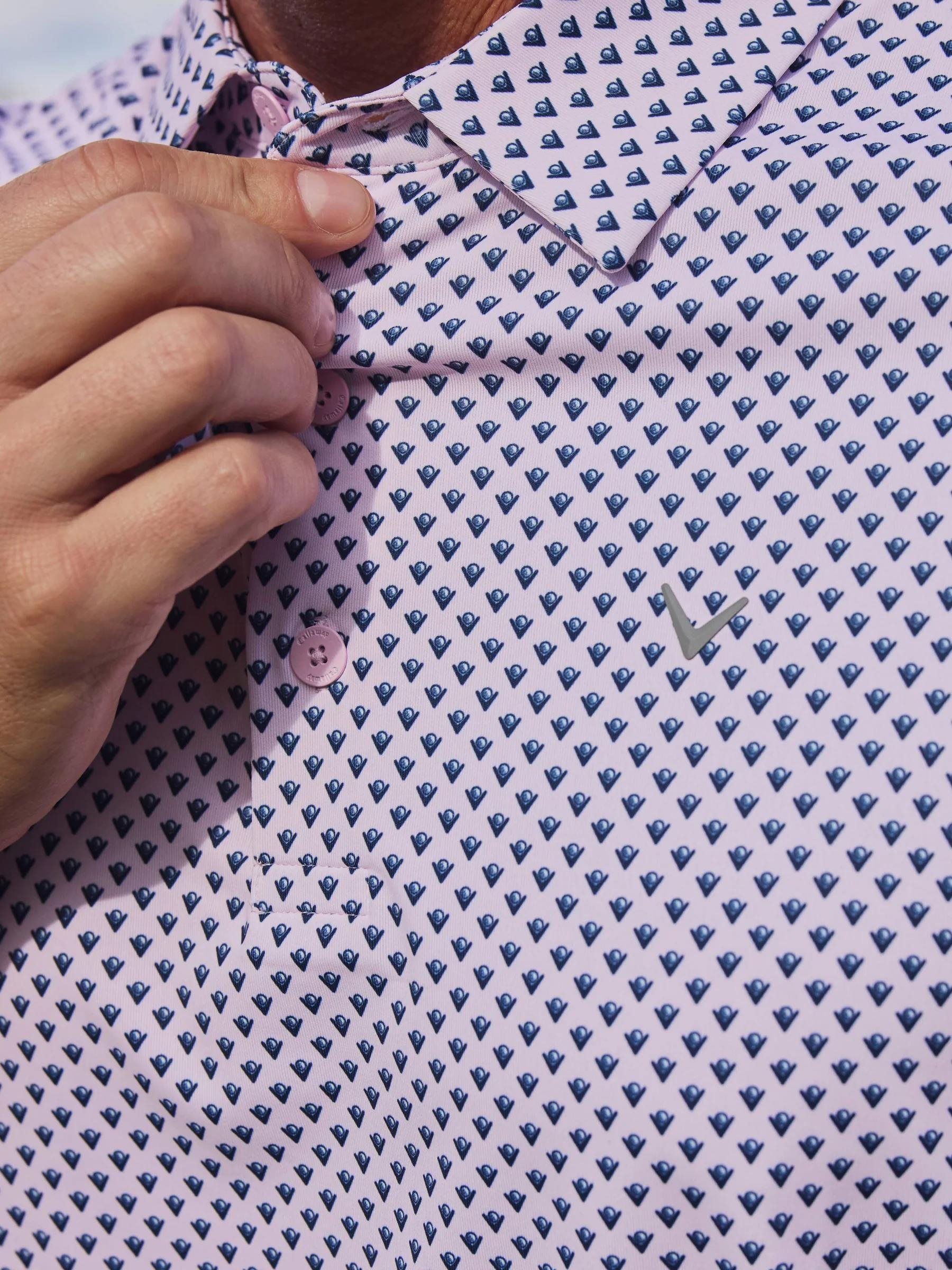Callaway Trademark Golf Printed pánské polo, pink tulle