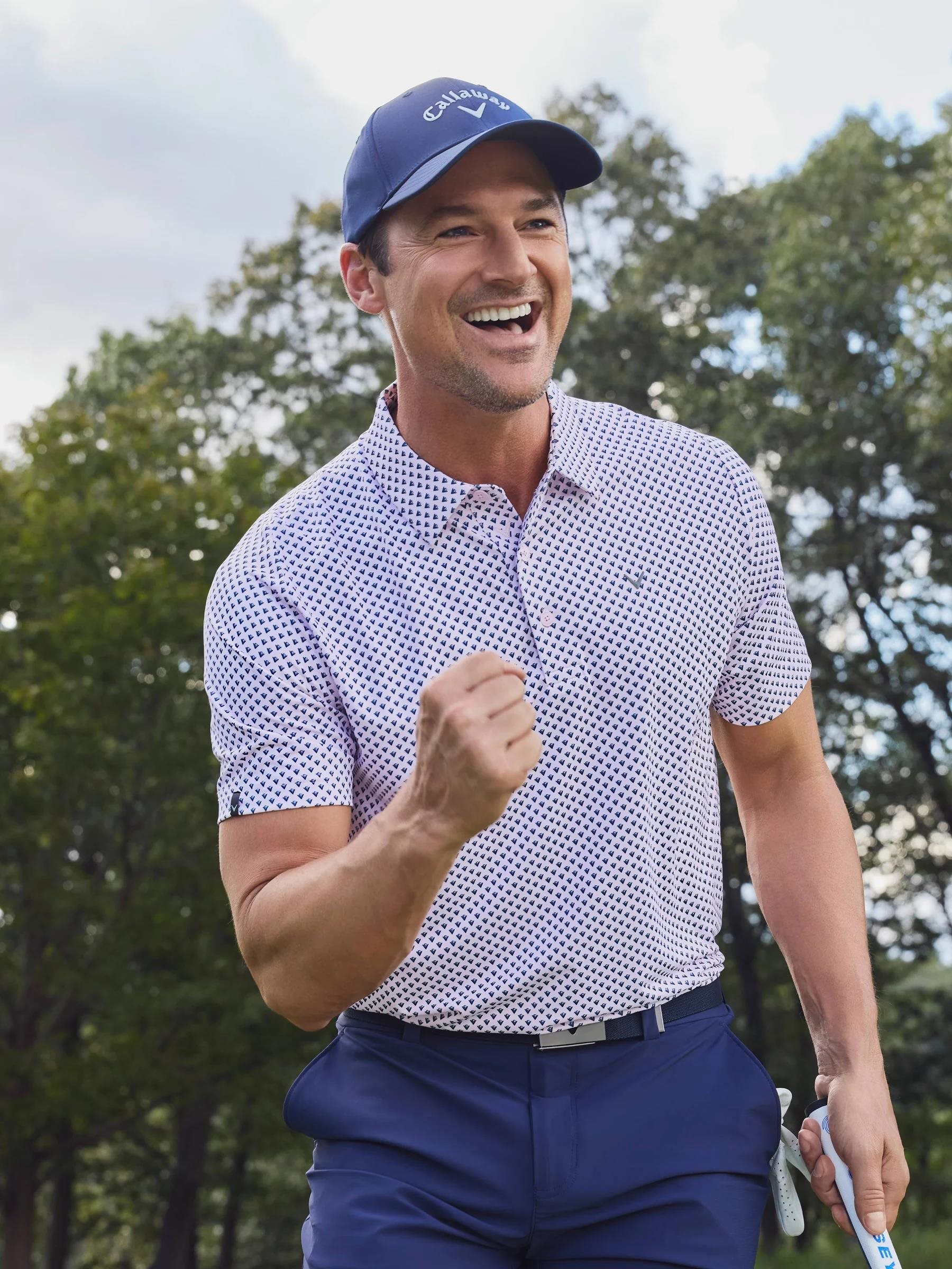 Callaway Trademark Golf Printed pánské polo, pink tulle