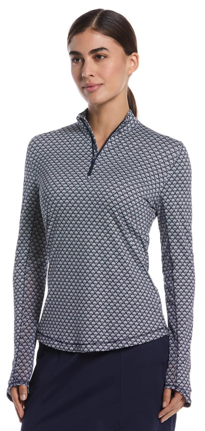 Callaway Scarf Geo Print Long Sleeve dámské polo, peacoat
