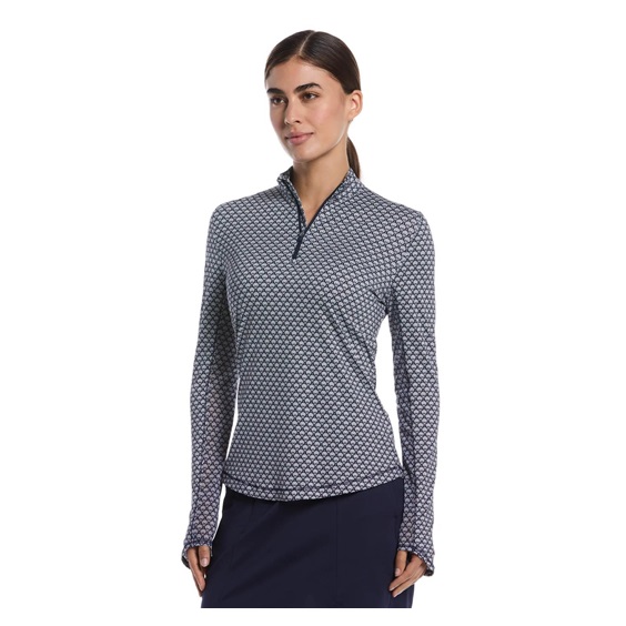 Callaway Scarf Geo Print Long Sleeve dámské polo, peacoat