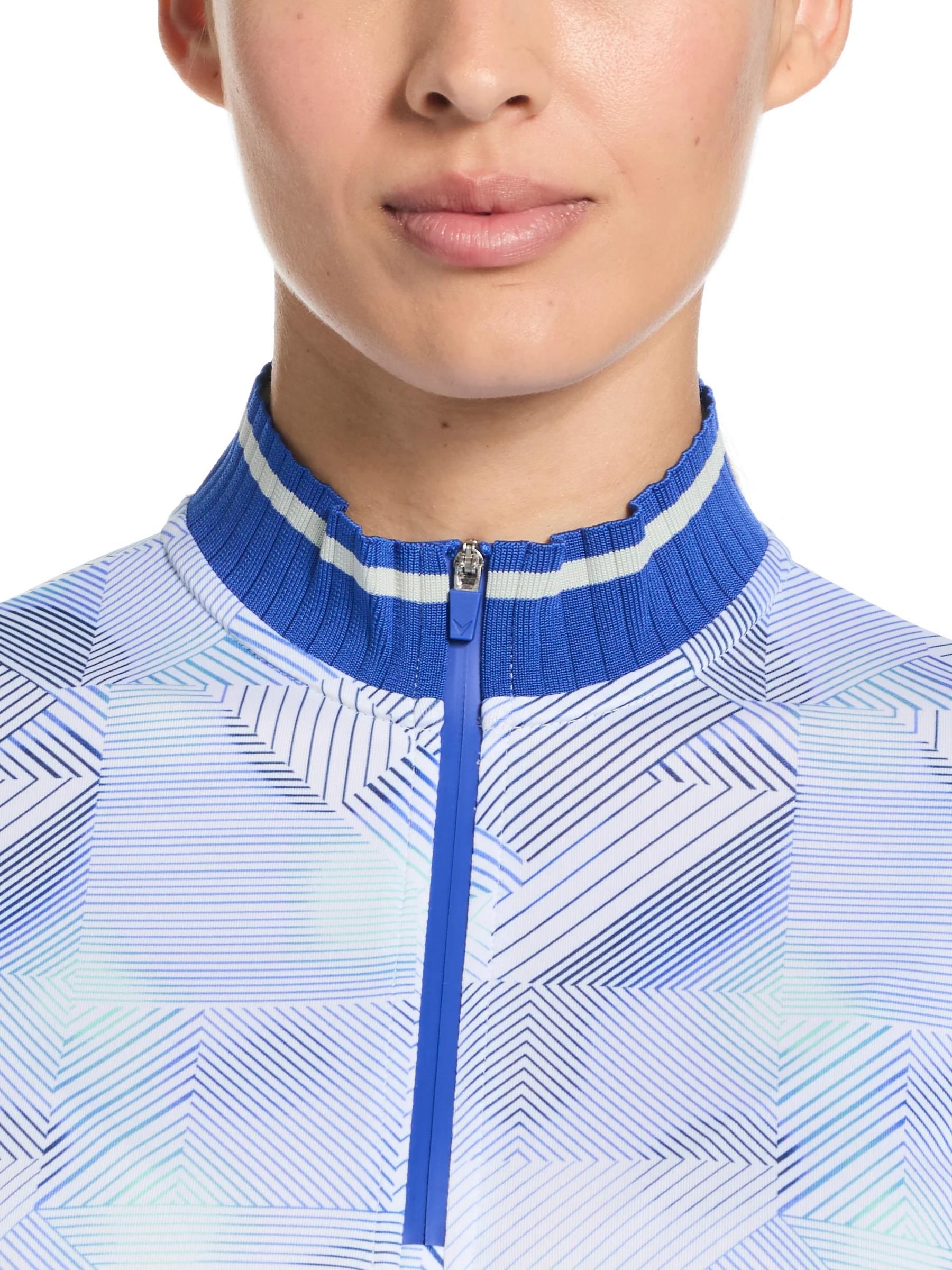 Callaway Sleeveless Rib Collar 1/4 ZIP Print dámské polo, bright white