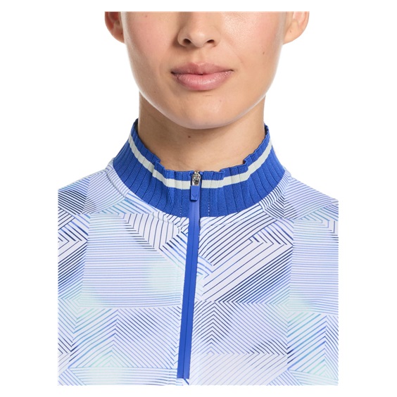 Callaway Sleeveless Rib Collar 1/4 ZIP Print dámské polo, bright white