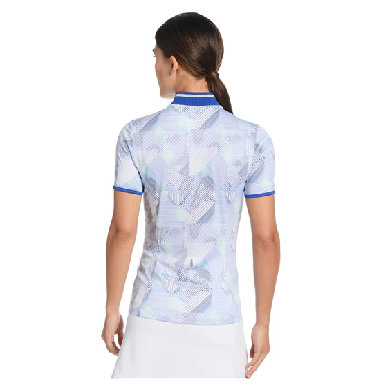 Callaway Sleeveless Rib Collar 1/4 ZIP Print dámské polo, bright white