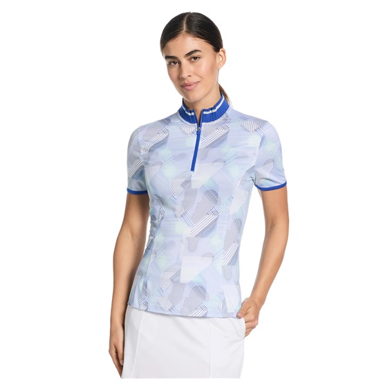 Callaway Sleeveless Rib Collar 1/4 ZIP Print dámské polo, bright white