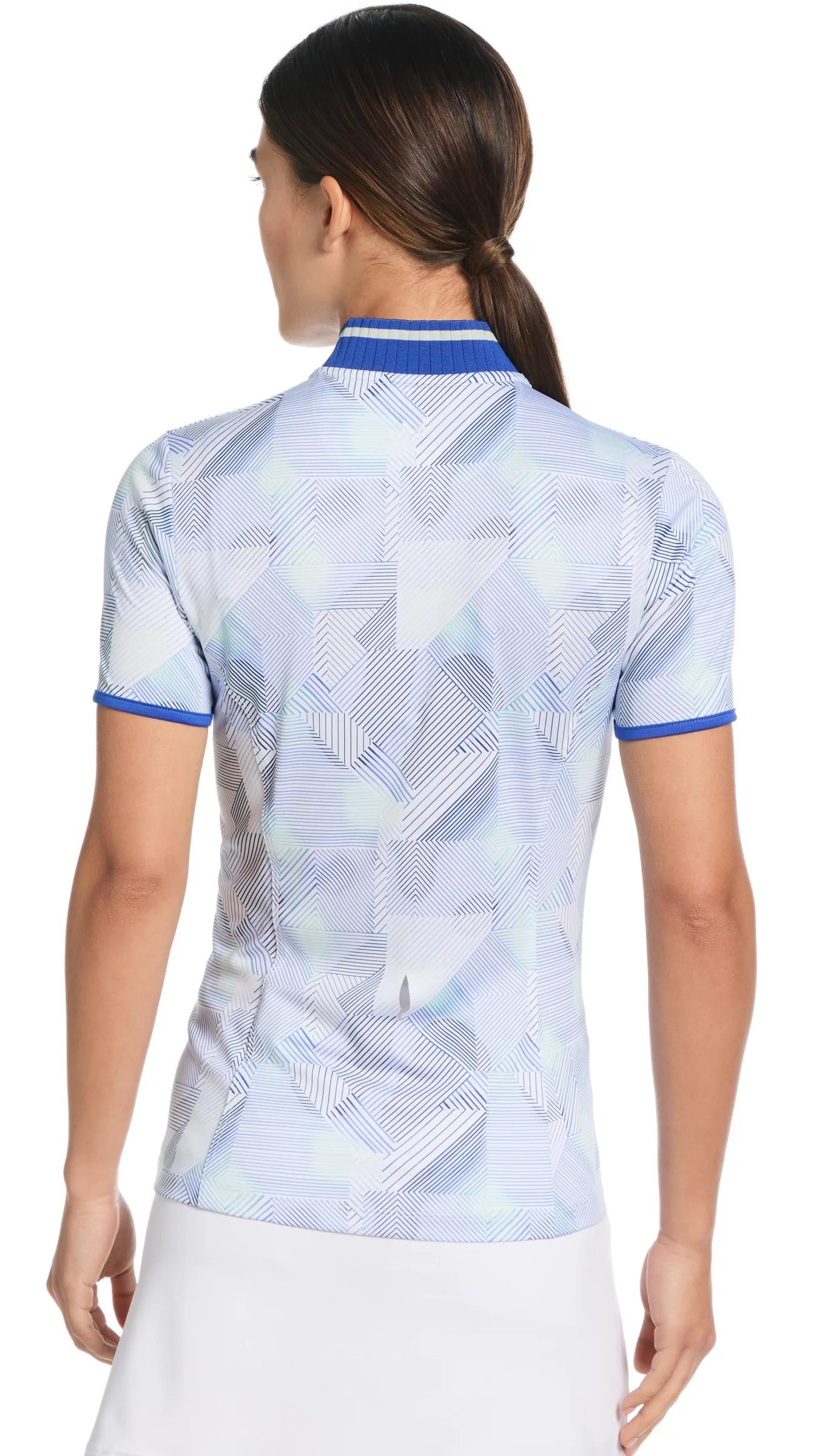 Callaway Sleeveless Rib Collar 1/4 ZIP Print dámské polo, bright white