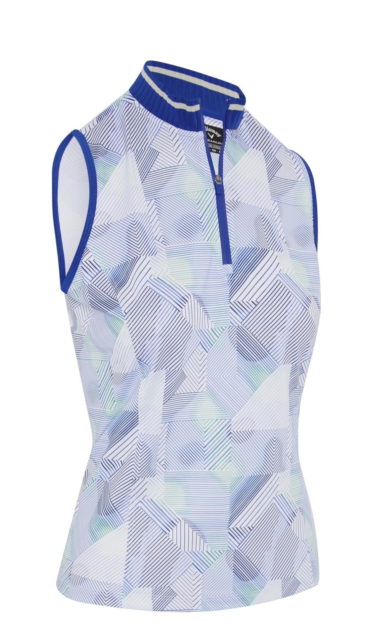 Callaway Sleeveless Rib Collar 1/4 Zip dámské polo, bílo/modré