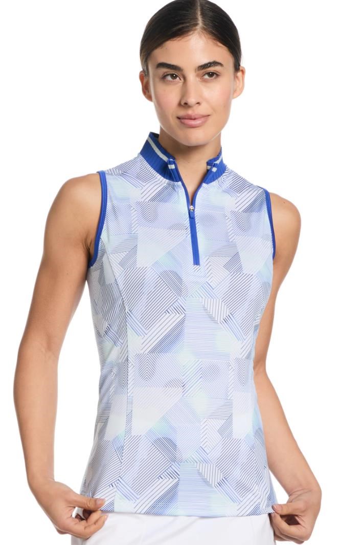 Callaway Sleeveless Rib Collar 1/4 Zip dámské polo, bílo/modré
