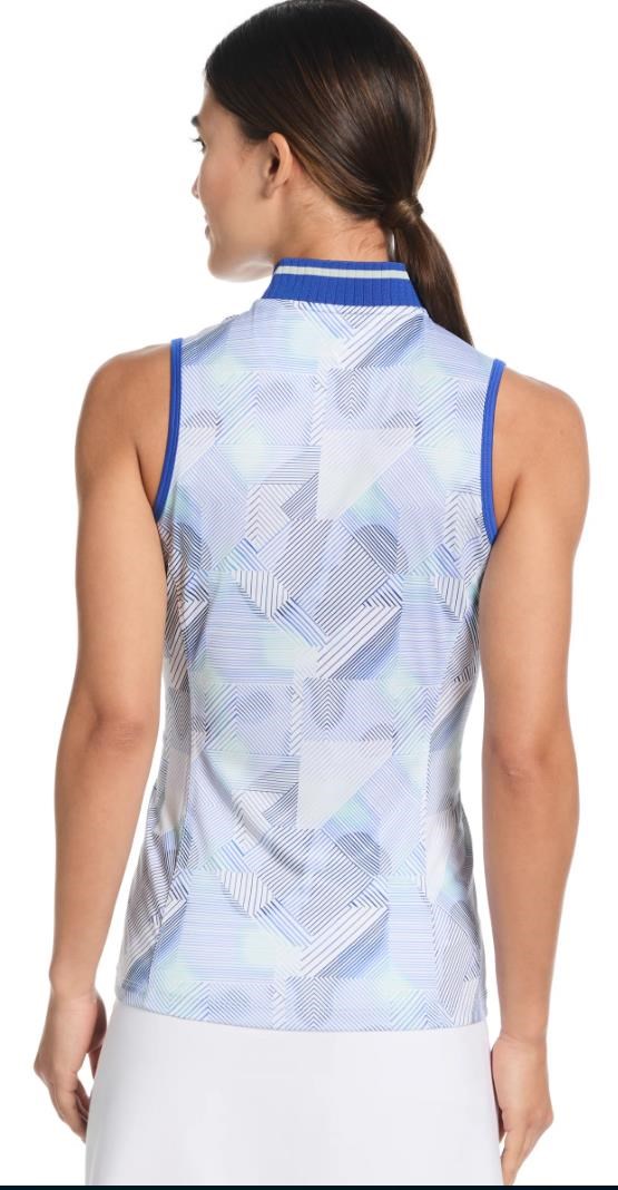 Callaway Sleeveless Rib Collar 1/4 Zip dámské polo, bílo/modré