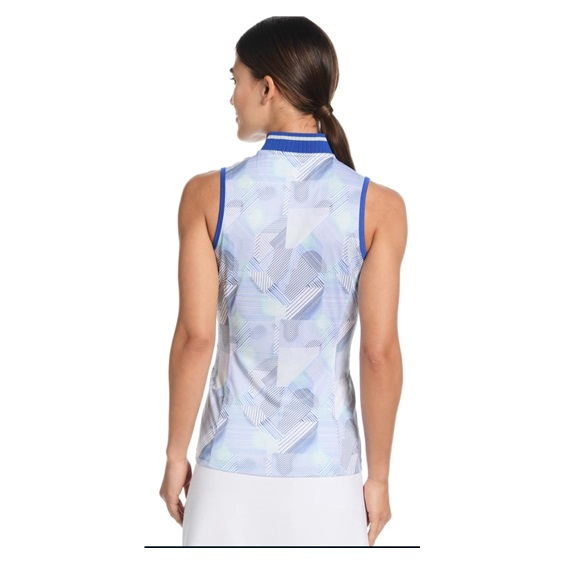 Callaway Sleeveless Rib Collar 1/4 Zip dámské polo, bílo/modré