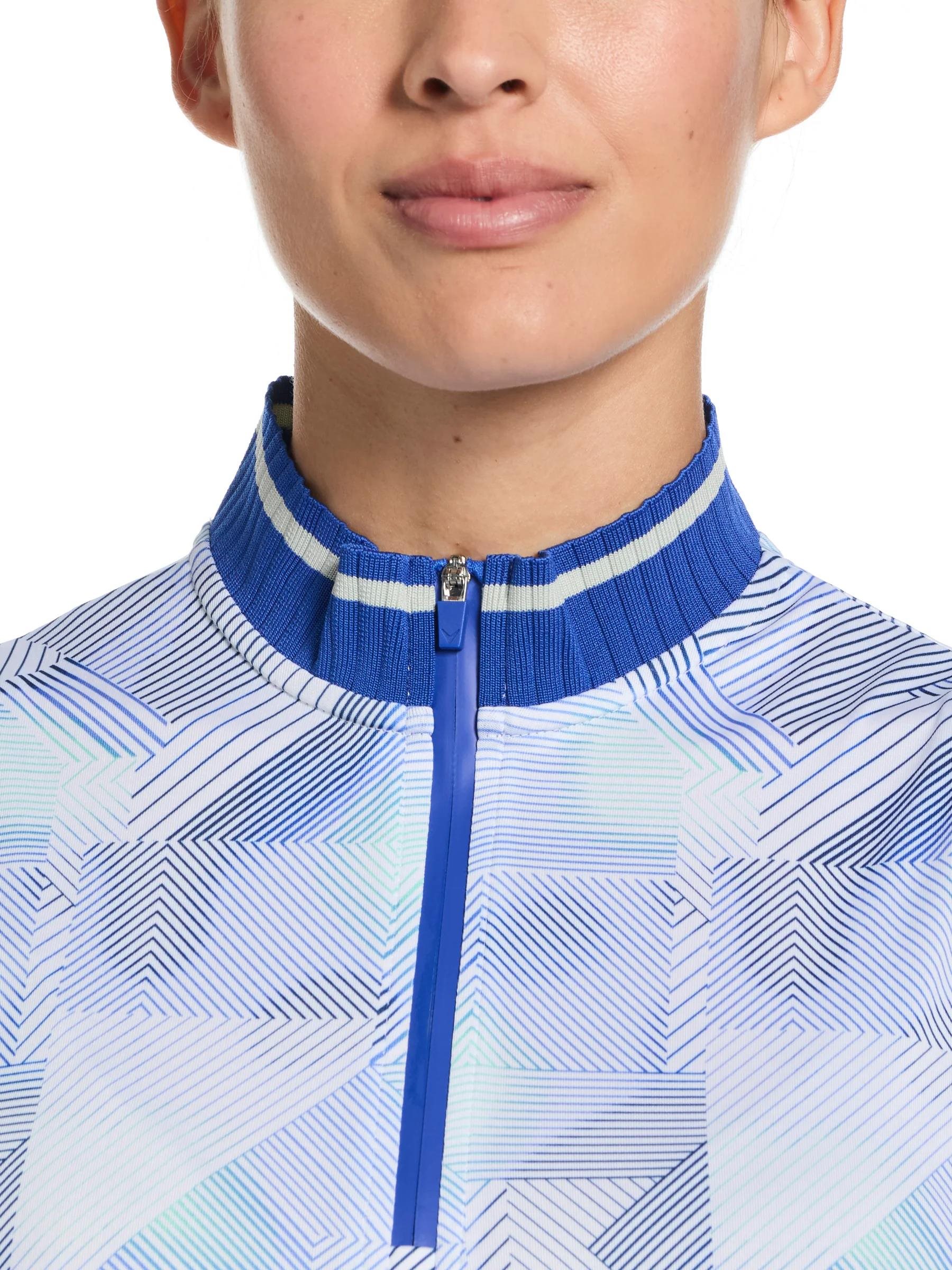 Callaway Sleeveless Rib Collar 1/4 Zip dámské polo, bílo/modré