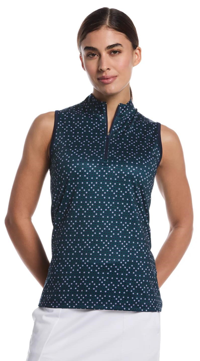 Callaway Sleeveless Framing Geo Print 1/4-Zip dámské polo, peacoat