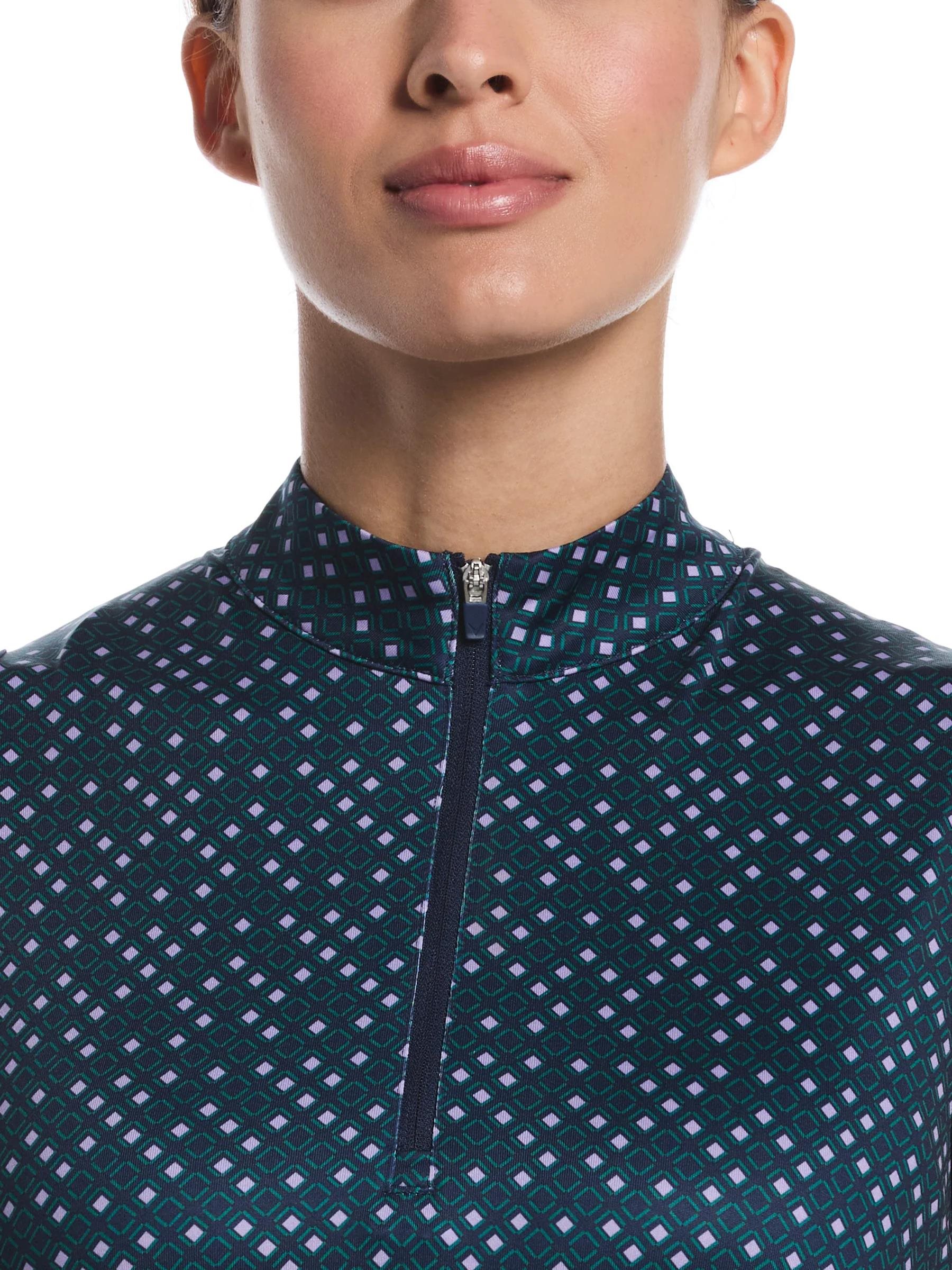 Callaway Sleeveless Framing Geo Print 1/4-Zip dámské polo, peacoat