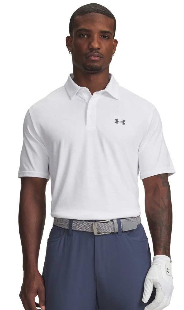 Under Armour Playoff 3.0 Printed pánské polo, white/distant grey