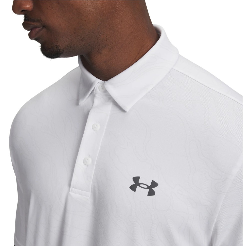 Under Armour Playoff 3.0 Printed pánské polo, white/distant grey