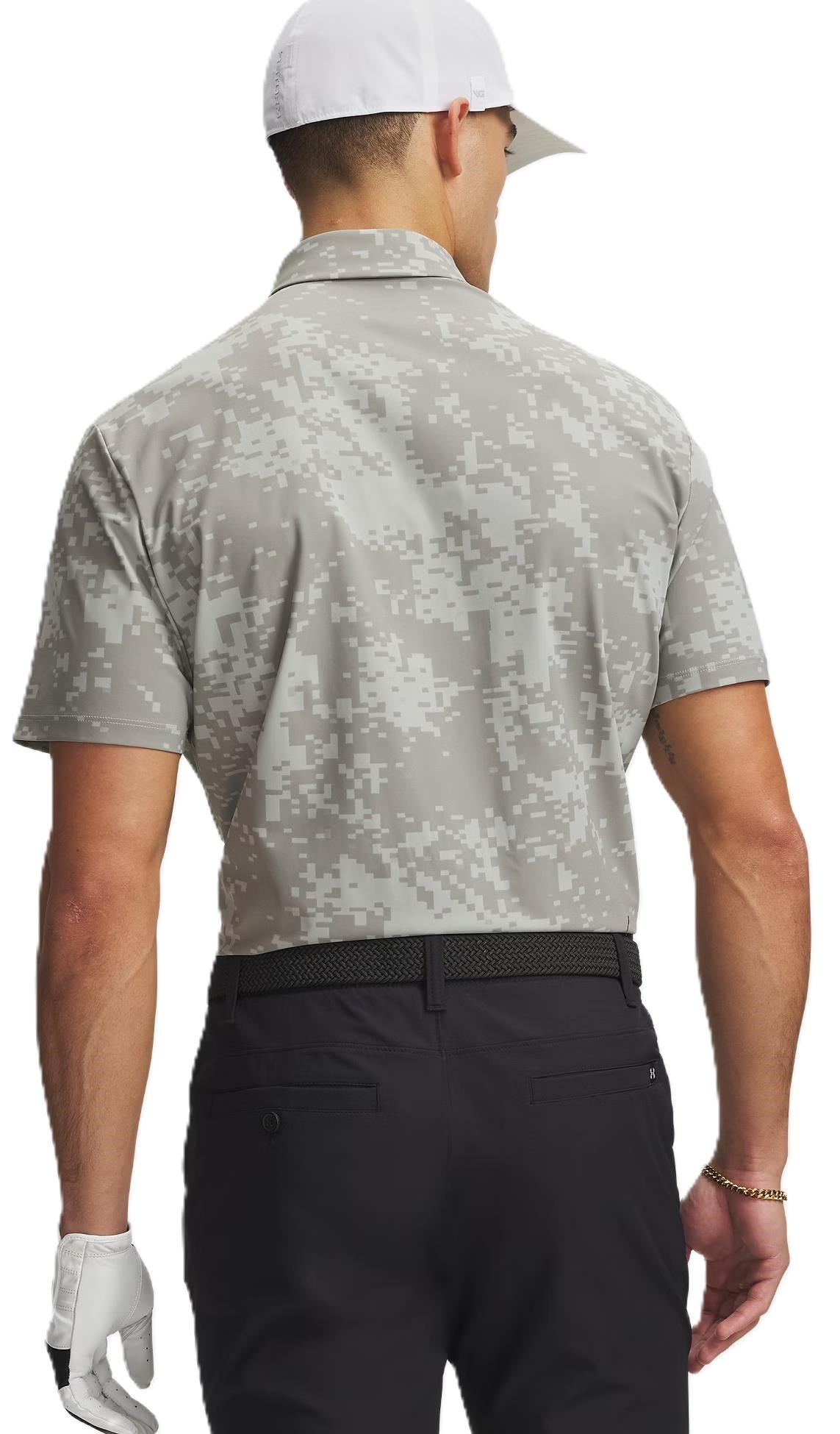 Under Armour Drive Chill Printed pánské polo, titanium/clay green/black