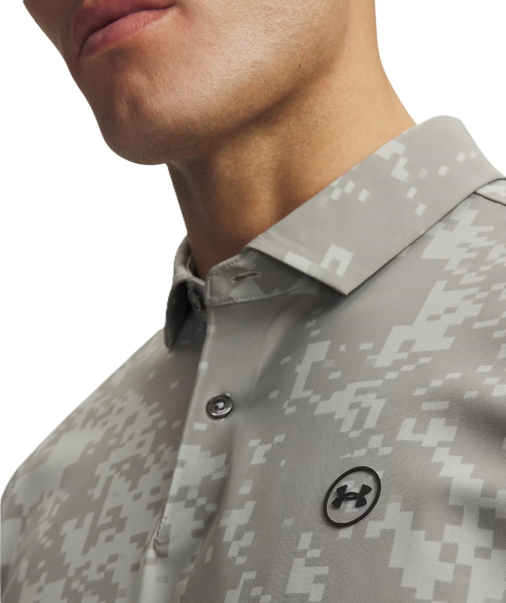 Under Armour Drive Chill Printed pánské polo, titanium/clay green/black