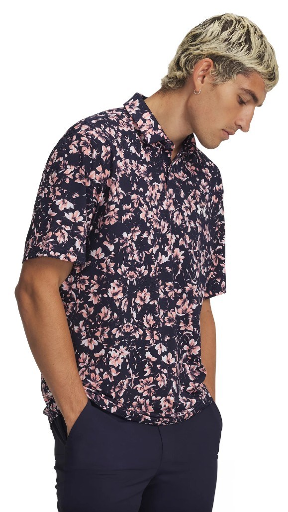 Under Armour Matchplay Printed pánské polo, midnight navy/posh pink