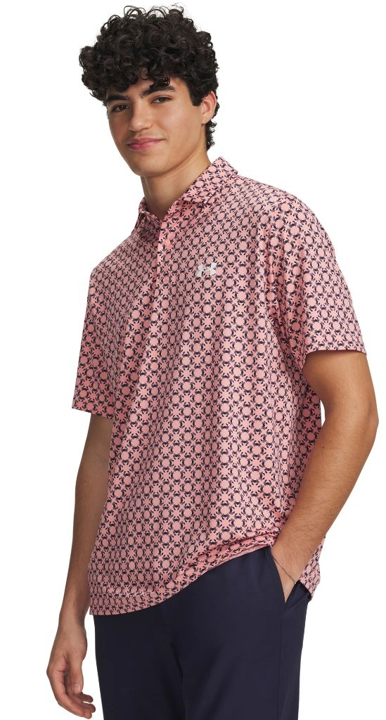 Under Armour Matchplay Printed pánské polo, posh pink/midnight navy
